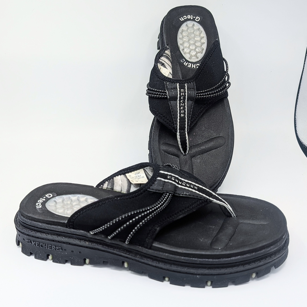 Skechers Vintage Y2K Jammers Lug Sole Black Sandals Flip Flops Size 9